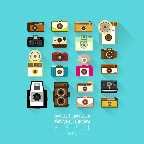 Vintage Flat Camera Vector Icon — Stock Vector