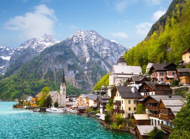 Beautiful summer Alpine Hallstatt Town clipart