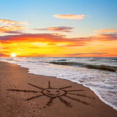 basit güneş kum sunset beach üzerinde çizim