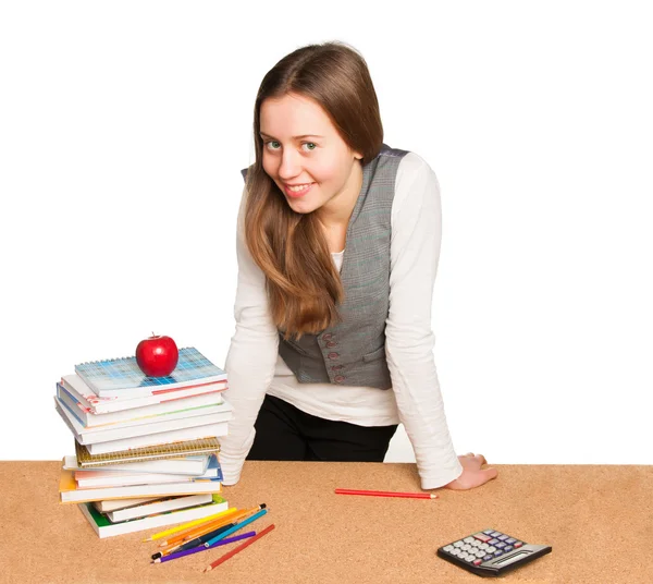 Junge Studentin isoliert über weiß — Stockfoto