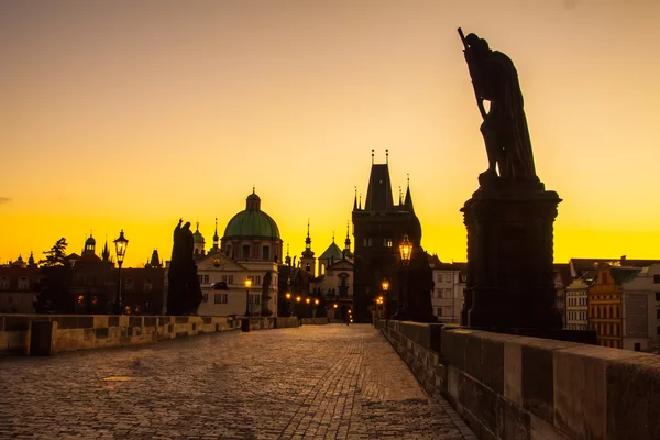 Prague Charles bridge in the morning — Stock Photo, Image