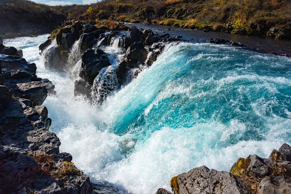 Blauer Midfoss Bruarfoss Wasserfall in Island — Stockfoto