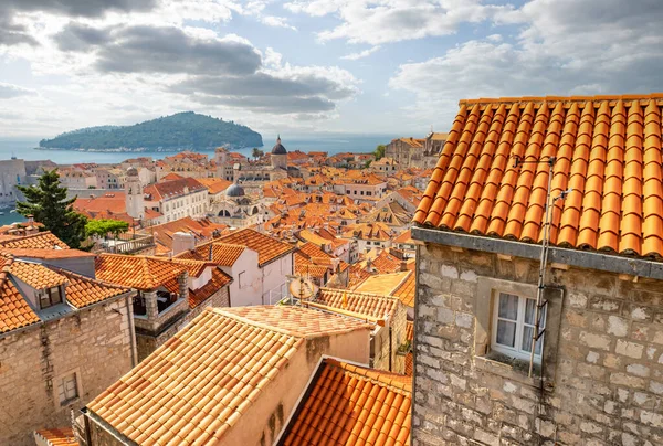 Panorama Dubrovnik Oude binnenstad daken. Europa, Kroatië — Stockfoto