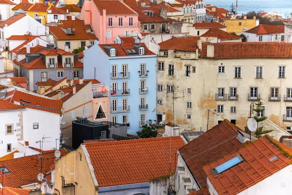 Lissabon Portugal Dakpannen Patroon Zonnige Zomerdag — Stockfoto