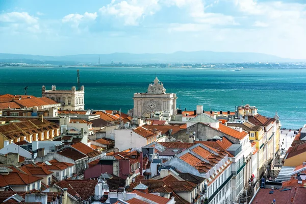 Lissabon Historische Centrum Skyline Zee Straten Zomer Zonnige Dag — Stockfoto