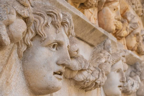 Sculpted Greek mask recovered from the ruins of the theater of Aphrodisias ancient city Aydin, Turkey