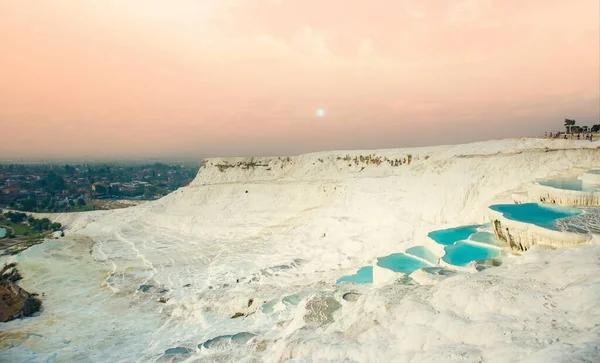 Pamukkale Piscina Natural Com Água Azul Turquia Atração Turística — Fotografia de Stock