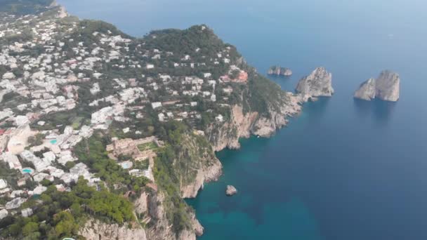 Drohnenblick Auf Die Insel Capri Tyrrhenisches Meer Küste Italien — Stockvideo