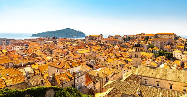 Panorama Dubrovnik Oude Binnenstad Daken Toeristische Attractie Europa Kroatië — Stockfoto