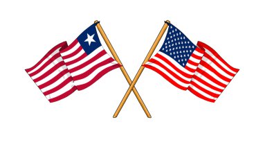 America and Liberia alliance and friendship clipart