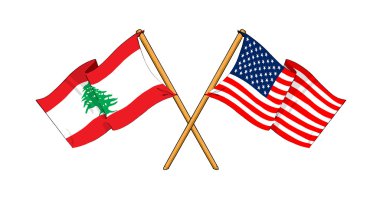 America and Lebanon alliance and friendship clipart