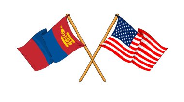 America and Mongolia alliance and friendship clipart