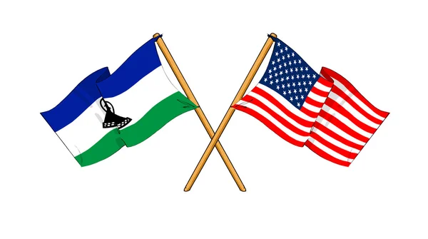 America and Lesotho alliance and friendship — Stock Photo, Image