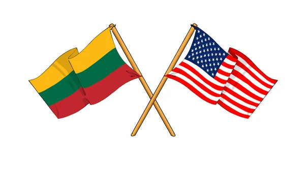 미국과 리투아니아 연립 및 친교 — 스톡 사진