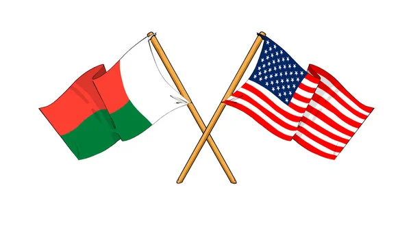 America and Madagascar alliance and friendship — Stock Photo, Image