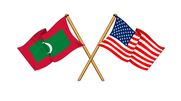 América e Maldivas aliança e amizade — Fotografia de Stock