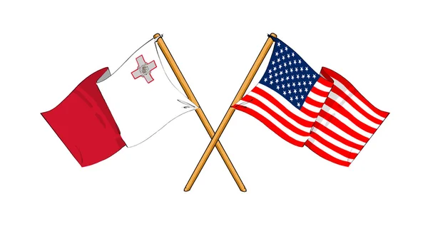 America and Malta alliance and friendship — Stock Photo, Image