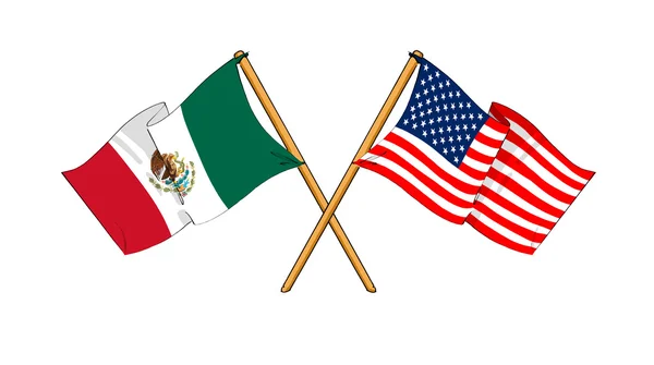 Amerika a Mexiko spojenectví a přátelství — Stock fotografie