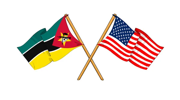 Alianza y amistad América y Mozambique — Foto de Stock