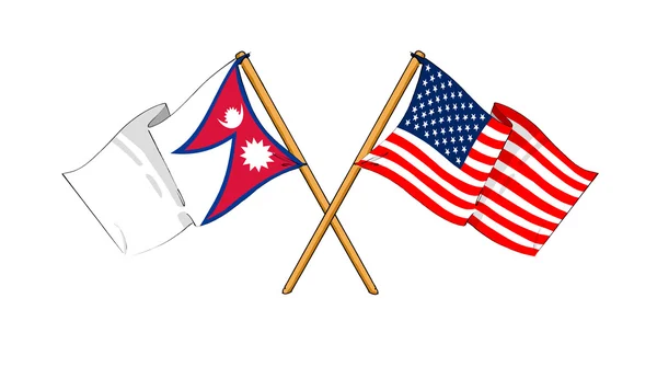 America and Nepal alliance and friendship — Stock Photo, Image