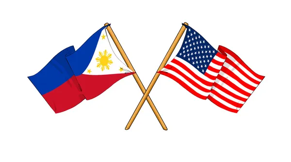 America and Philippines alliance and friendship — Stock Photo, Image