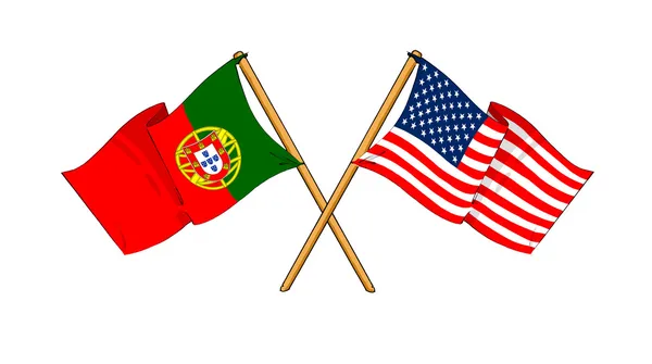 America and Portugal alliance and friendship — Stock Photo, Image