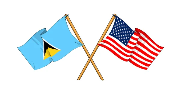 America and Saint Lucia alliance and friendship — Stock Photo, Image