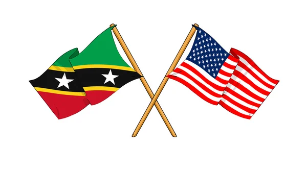 America and Saint Kitts and Nevis alliance and friendship — Stock Photo, Image