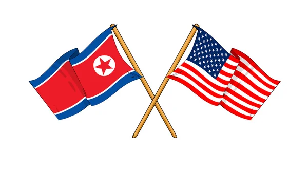 Amerikas und Nordkoreas Allianz und Freundschaft — Stockfoto