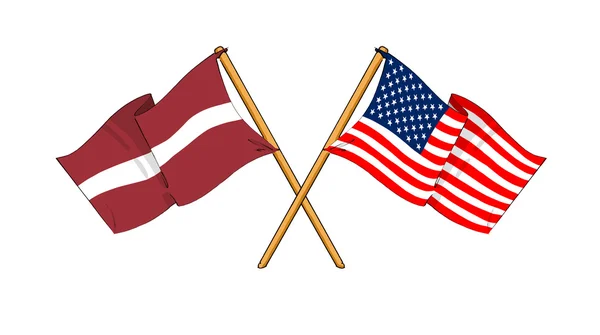 Αμερική και Λετονία Συμμαχία και φιλία — Φωτογραφία Αρχείου