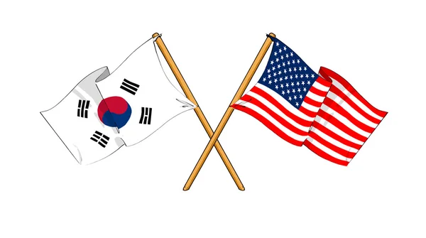 Ameryka i korea Południowa Sojuszu i przyjaźń Zdjęcia Stockowe bez tantiem