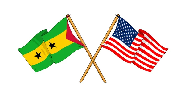 America and São Tomé and Príncipe alliance and friendship — Stock Photo, Image