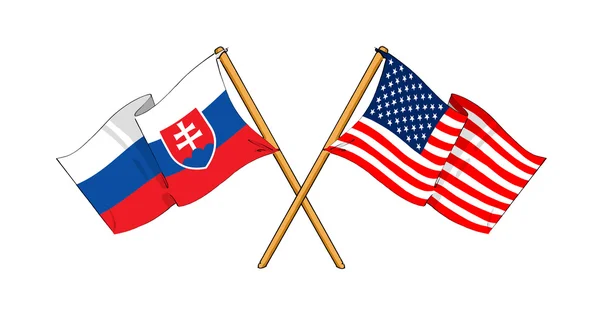 America and Slovakia alliance and friendship — Stock Photo, Image