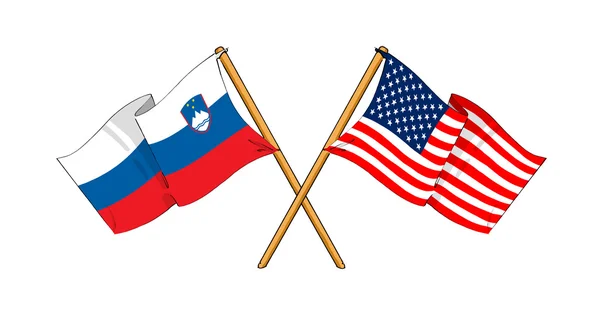 America and Slovenia alliance and friendship — Stock Photo, Image