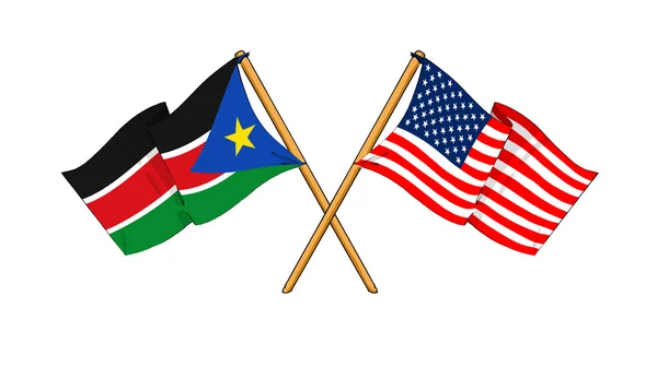 America and South Sudan alliance and friendship — Stock Photo, Image