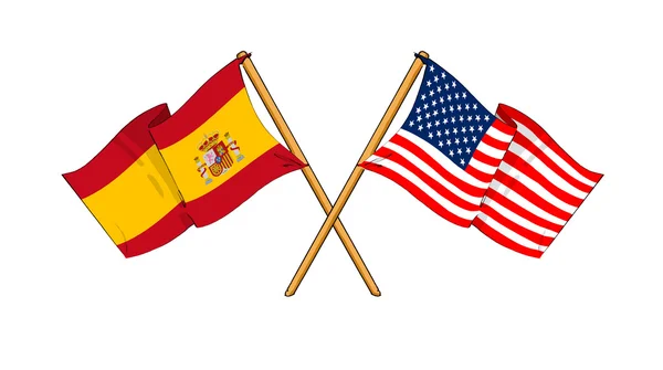 America and Spain alliance and friendship — Stock Photo, Image