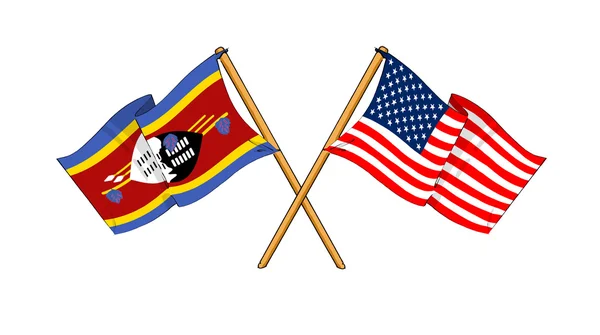 America and Swaziland alliance and friendship — Stock Photo, Image