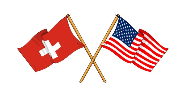 America and Switzerland alliance and friendship — Stock Photo, Image