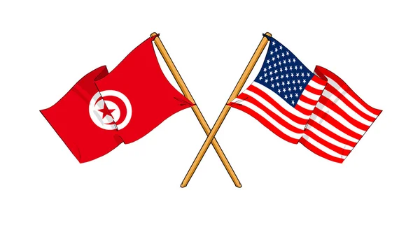 Amerika a Tunisko spojenectví a přátelství — Stock fotografie