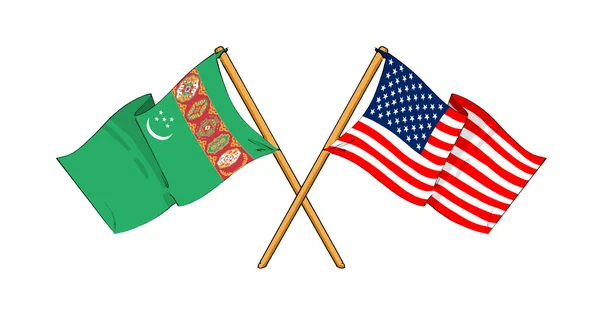 América e Turquemenistão aliança e amizade — Fotografia de Stock