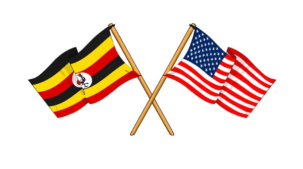 América e Uganda aliança e amizade — Fotografia de Stock