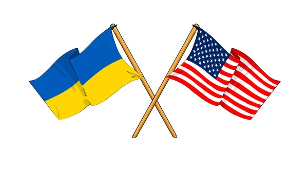 America and Ukraine alliance and friendship — Stock Photo, Image