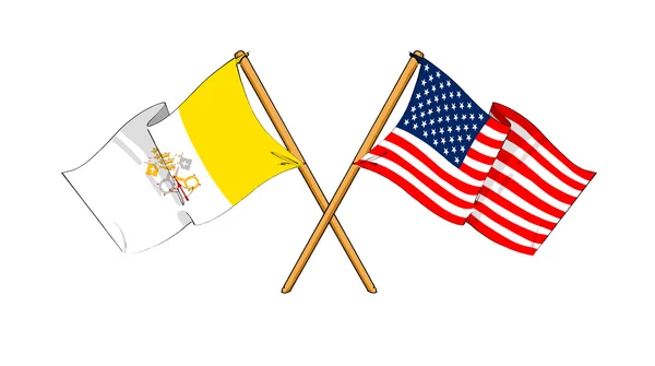 America and Vatican City alliance and friendship — Stock Photo, Image