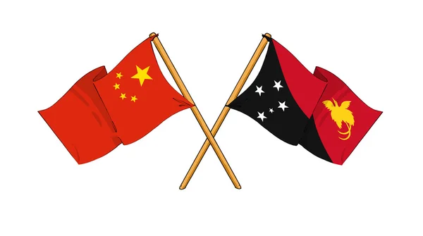 China and Papua New Guinea alliance and friendship — Stock Photo, Image
