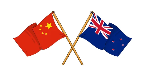 China and New Zealand alliance and friendship — Stock Photo, Image