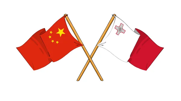 China en malta Bondgenootschap en vriendschap — Stockfoto