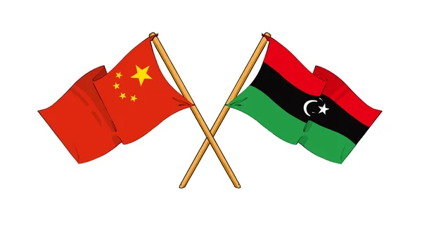 中国およびリビアの同盟および友情 — ストック写真