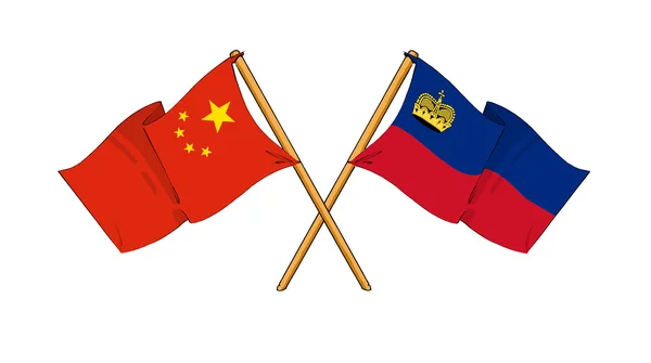 China and Liechtenstein alliance and friendship — Stock Photo, Image