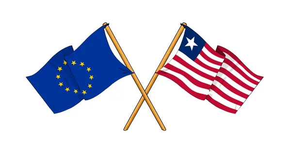 European Union and Liberia alliance and friendship — Stock Photo, Image