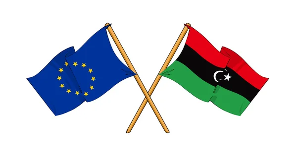 Europeiska unionen och Libyen alliansen och vänskap — Stockfoto